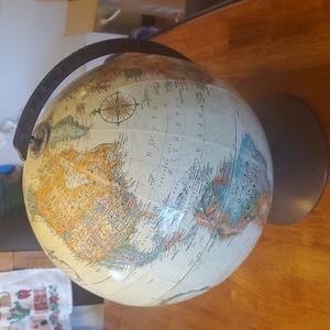 Vintage Replogle 12in Raised Paper Globe Metal Base